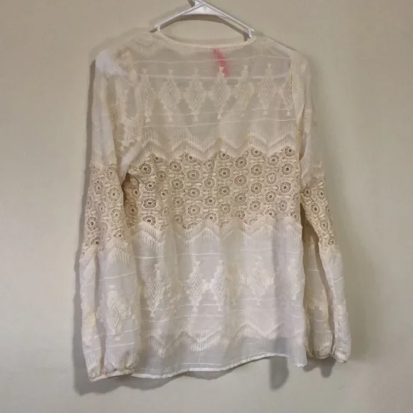 Eight sixty boho cream lace long sleeve top size small - Picture 6 of 7